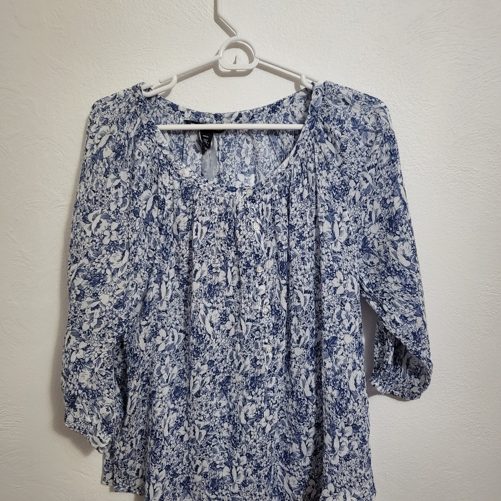American Living Gauze Blue & White Shirt Size Small NWT